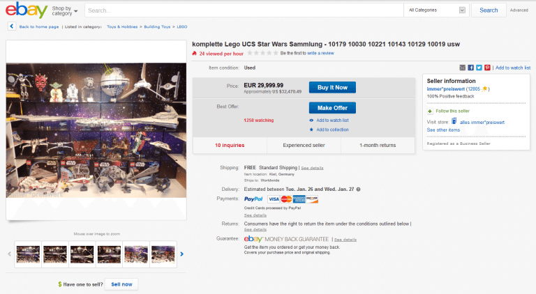 Spektakuläre Lego UCS Star Wars Sammlung zu verkaufen.