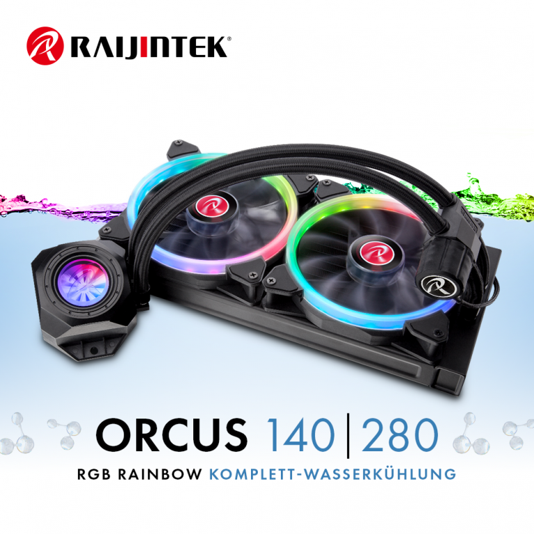 Raijintek Orcus RGB Rainbow Komplett-Wasserkühlung mit adressierbarer RGB-Beleuchtung