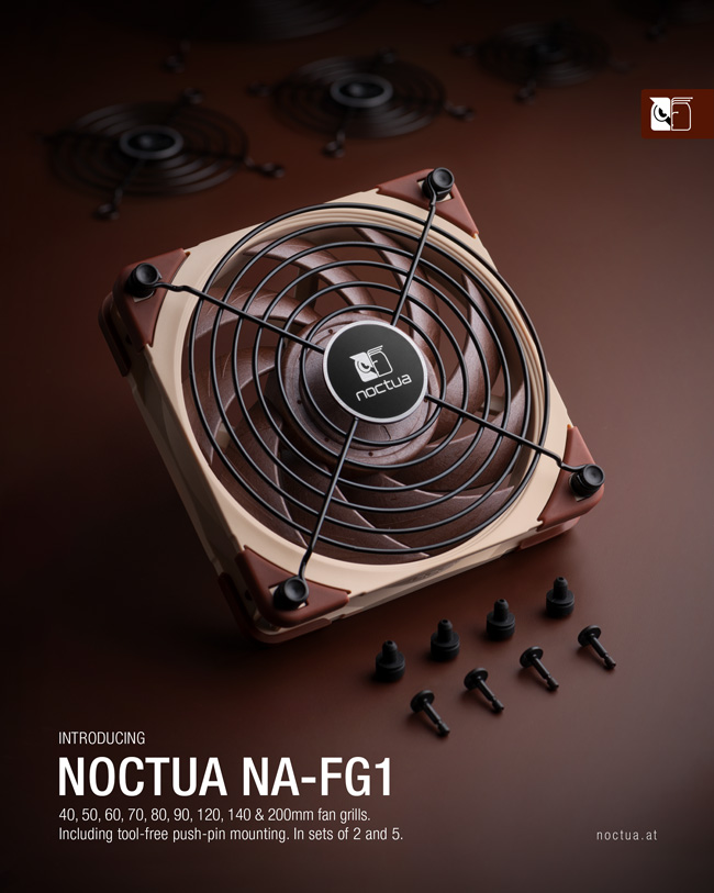 Noctua präsentiert das NA-FG1 Lüftergitter mit Push-Pin-Montage