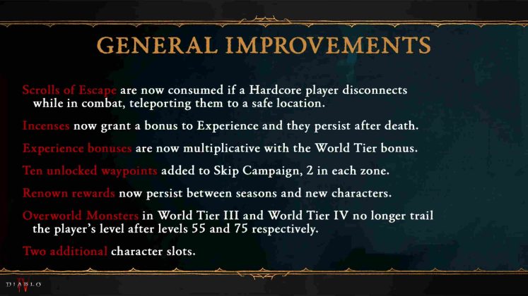 Diablo 4 Generelle Verbesserungen